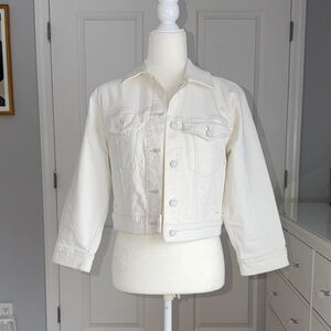7 For All Mankind White Cropped Denim Jacket